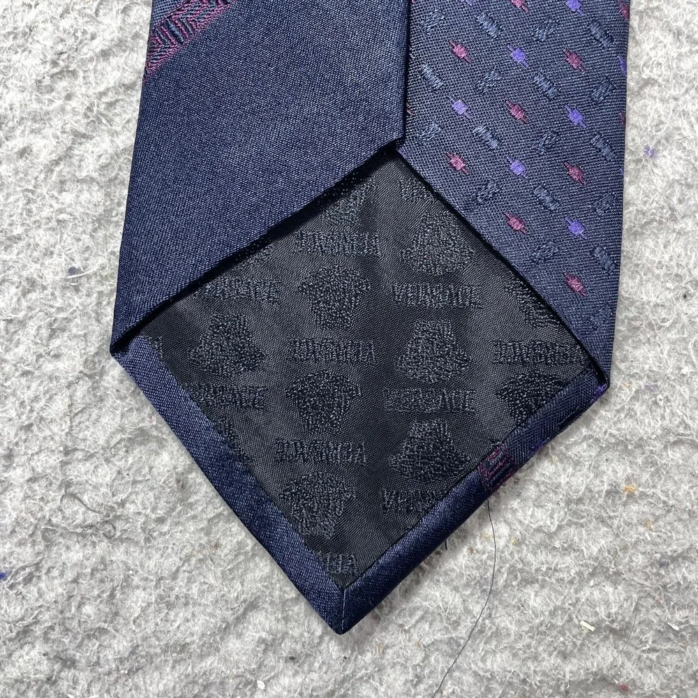 Versace Tie Mens One Size Blue Geometric Classic‎ Width Pointed Silk Necktie